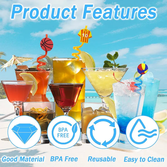 Football Plastic Straws