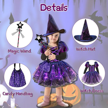 Deluxe Light-Up Purple Witch Costume Set