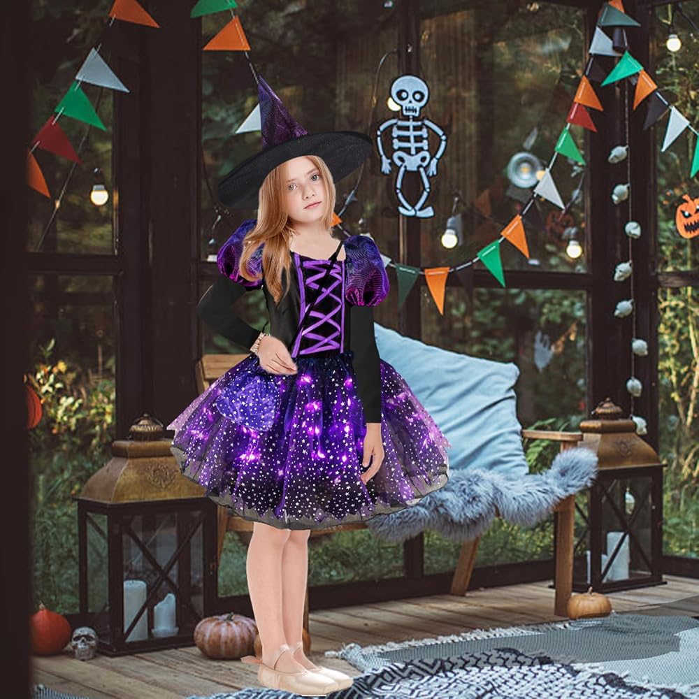Deluxe Light-Up Purple Witch Costume Set