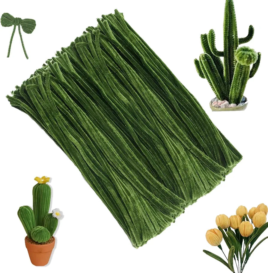 Green Pipe Cleaners for Arts and Crafts Pack of 100