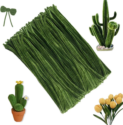 Green Pipe Cleaners for Arts and Crafts Pack of 100