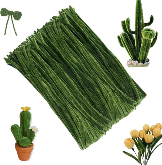 Green Pipe Cleaners for Arts and Crafts Pack of 100