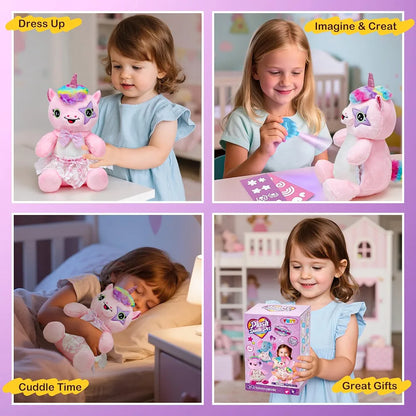 DIY Plush Doodle Pet, Decorate Your Own Unicorn Plush | Creative Craft Kit for Kids Ages 5+