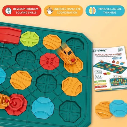 Montessori STEM Road Building Board Game  Educational Logic Puzzle for Kids