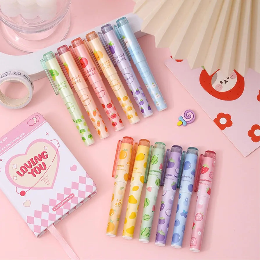 Cute Fruit & Veggie Highlighter Pens – Set of 6
