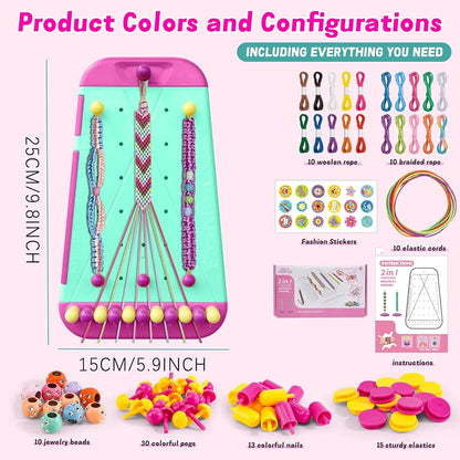 2 in 1 Friendship Bracelet Making Kit with Bracelet Loom, Beads & Threads