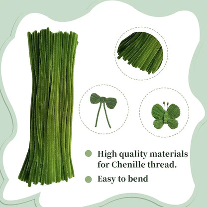 Green Pipe Cleaners for Arts and Crafts Pack of 100