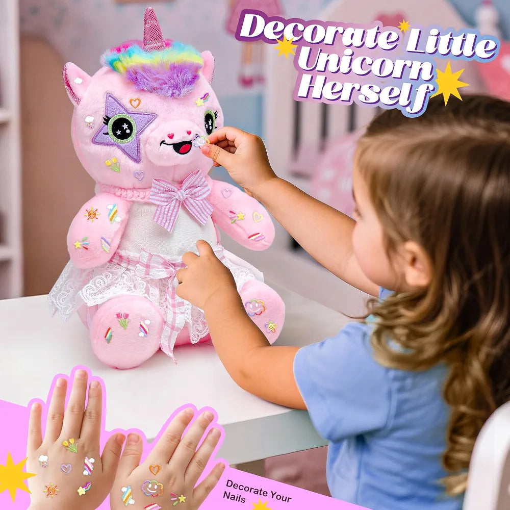 DIY Plush Doodle Pet, Decorate Your Own Unicorn Plush | Creative Craft Kit for Kids Ages 5+