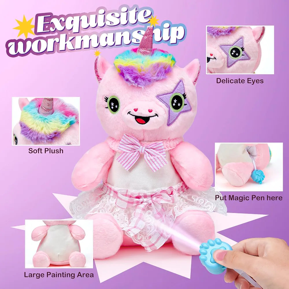 DIY Plush Doodle Pet, Decorate Your Own Unicorn Plush | Creative Craft Kit for Kids Ages 5+