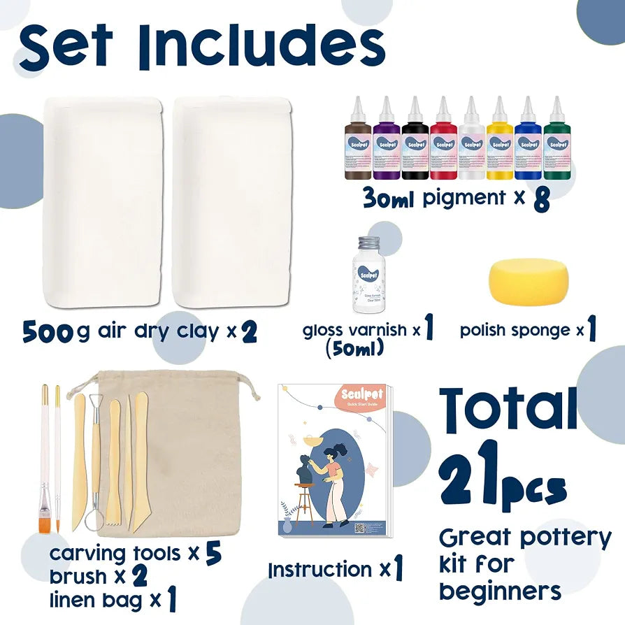 Air Dry Clay Kit, Pottery Kit for Beginners