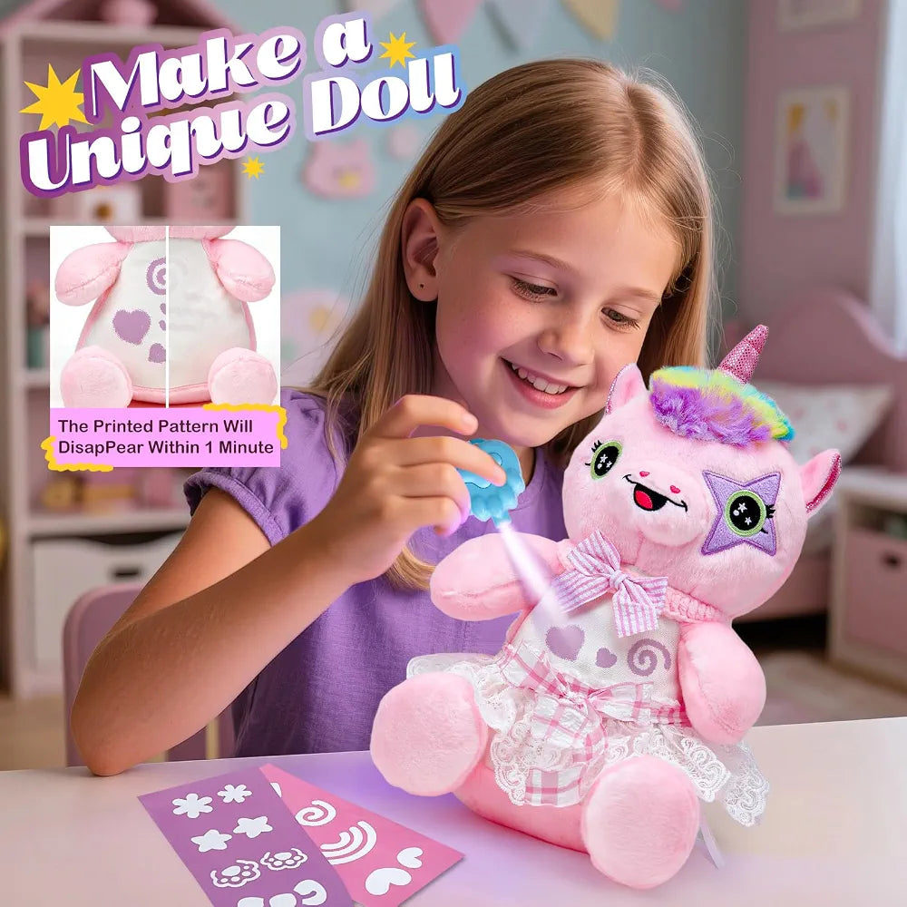 DIY Plush Doodle Pet, Decorate Your Own Unicorn Plush | Creative Craft Kit for Kids Ages 5+