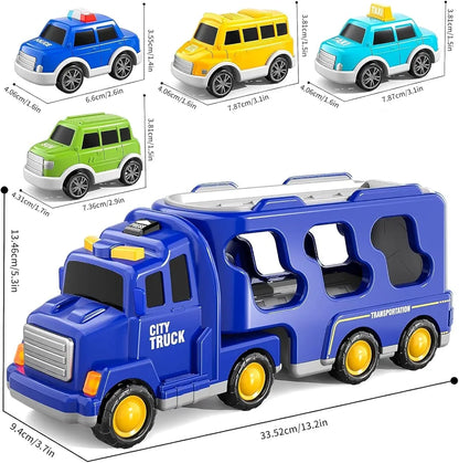Transport Vehicles Toys for Toddlers, 5 in 1 Truck Friction Power Toy Car With Light and Sound (City Truck)
