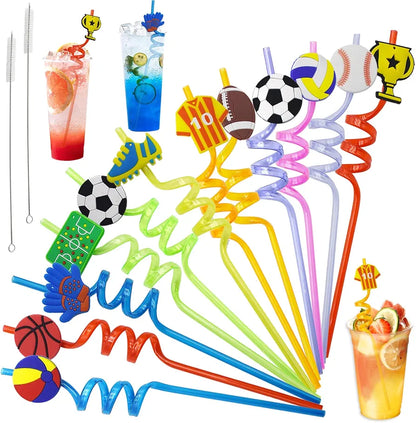 Football Plastic Straws
