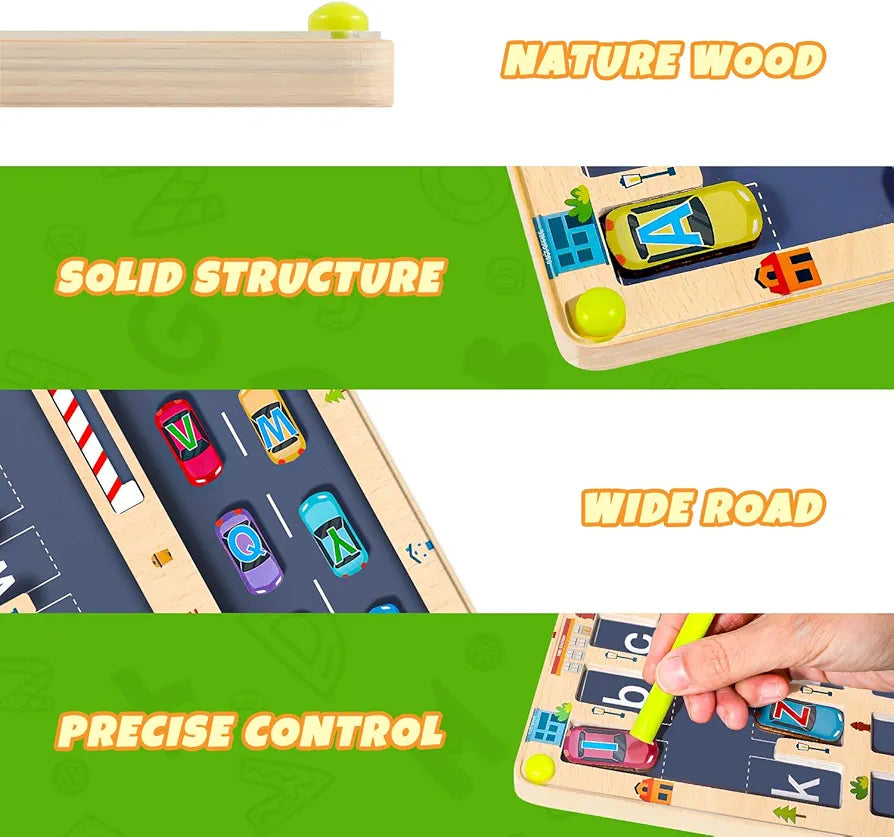 Monyessori Magnet Alphabet Learning Car Parking Maze