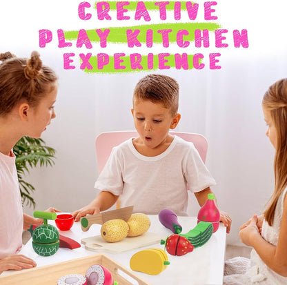 Premium Wooden Kitchen Accessories • Montessori Vegetable Cutting Game