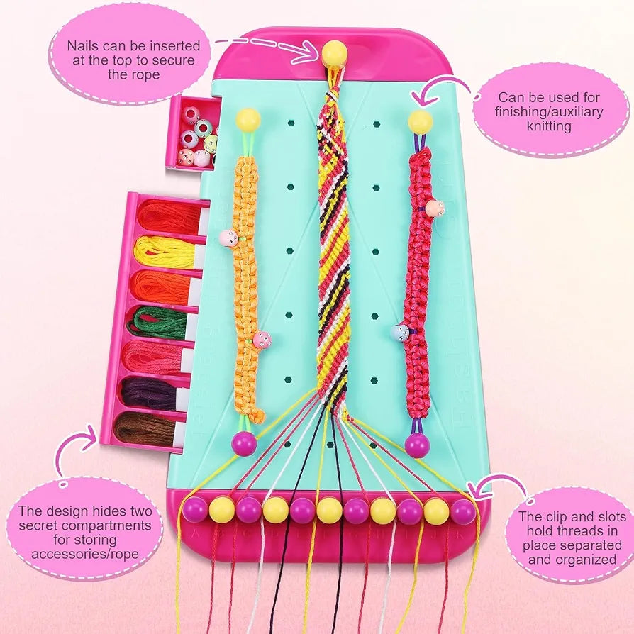 2 in 1 Friendship Bracelet Making Kit with Bracelet Loom, Beads & Threads