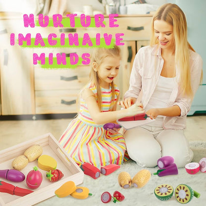 Premium Wooden Kitchen Accessories • Montessori Vegetable Cutting Game