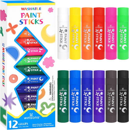 Tempera Paint Sticks,12 Vibrant Colors Washable Paint Sticks For Kids
