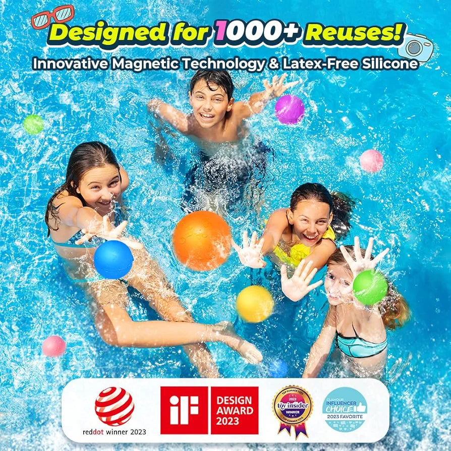 12 Pack Reusable Water balls, Magnetic Self-Sealing