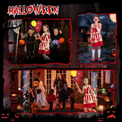 Killer Clown Costume Set – Dress with Balloons & Face Paint (Size S)
