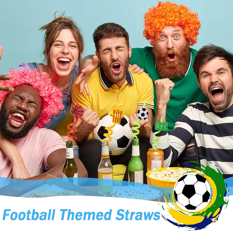 Football Plastic Straws