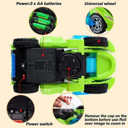 Automatic Transforming Dinosaur Car with LED Light and Music for Kids, Toddlers 3+
