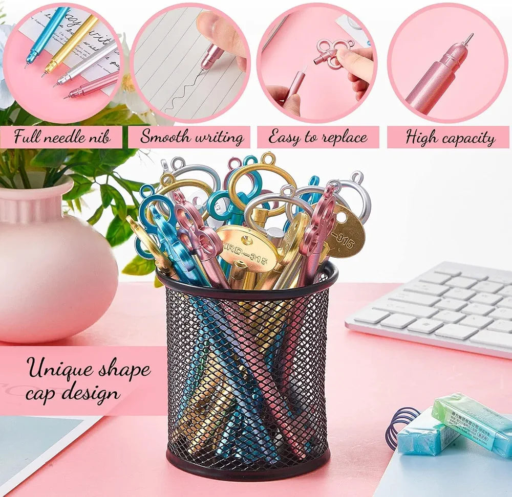 Vintage Key Gel Ink Pens, Cute Novelty Pens
