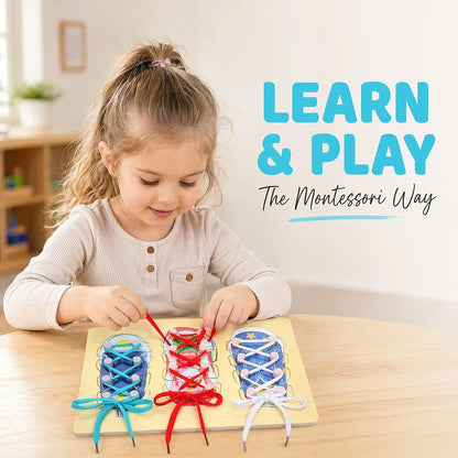 Montessori Shoelace Learning Board Fine Motor Skills & Shoe Tying Practice