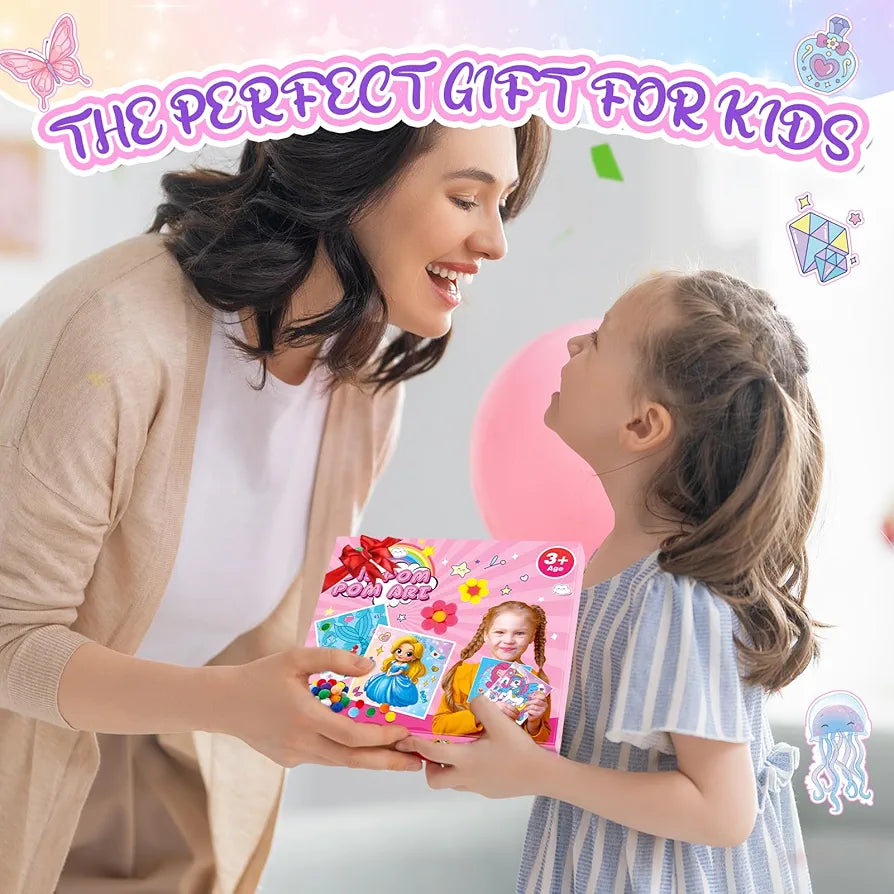 DIY Magical Princess Pom Pom Art Kit - Mess-Free Sensory Craft
