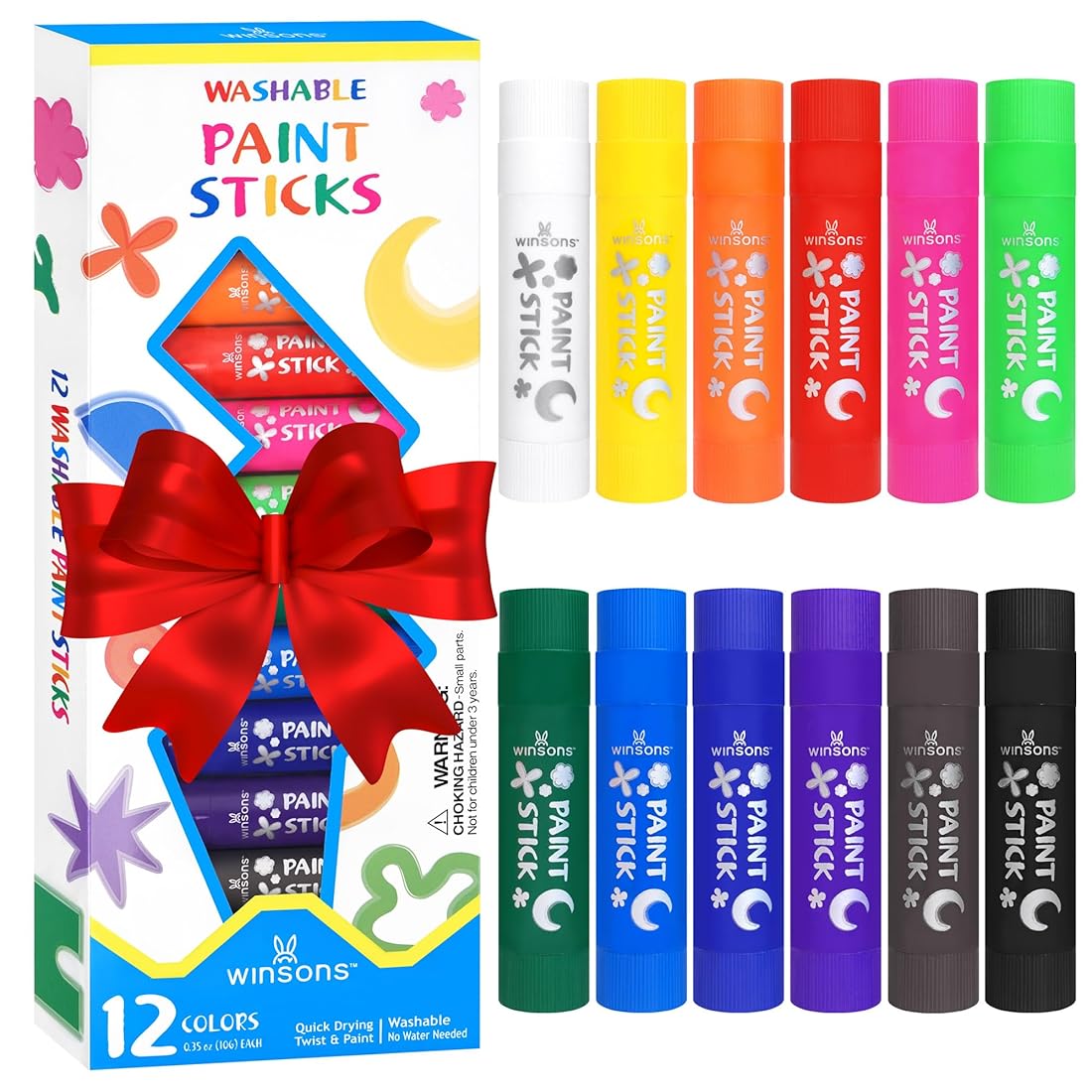 Tempera Paint Sticks,12 Vibrant Colors Washable Paint Sticks For Kids