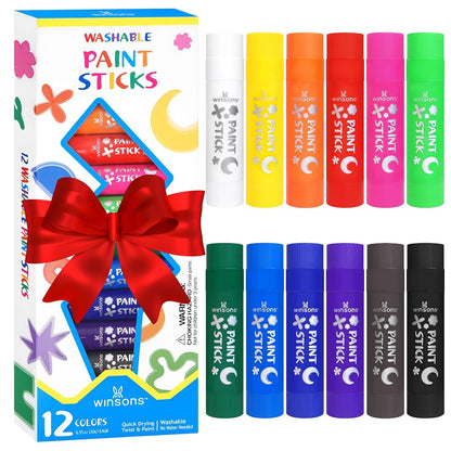 Tempera Paint Sticks,12 Vibrant Colors Washable Paint Sticks For Kids