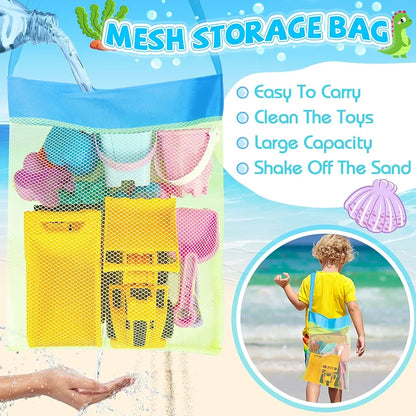 33+ PCS Beach Construction Toy Set – Trucks, Collapsible Buckets, Sand Molds & Travel Bag