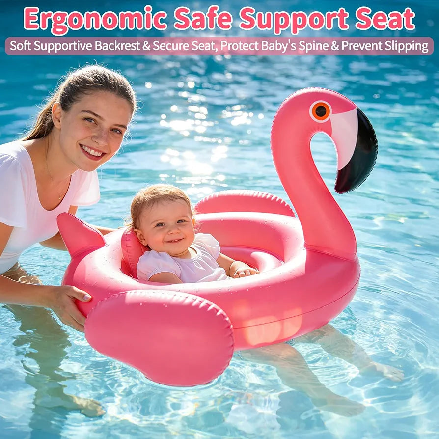 Best Seller Flamingo Baby Swim Float with UPF 50+ Sun Canopy