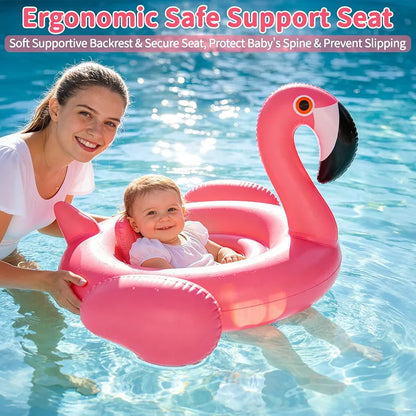 Best Seller Flamingo Baby Swim Float with UPF 50+ Sun Canopy