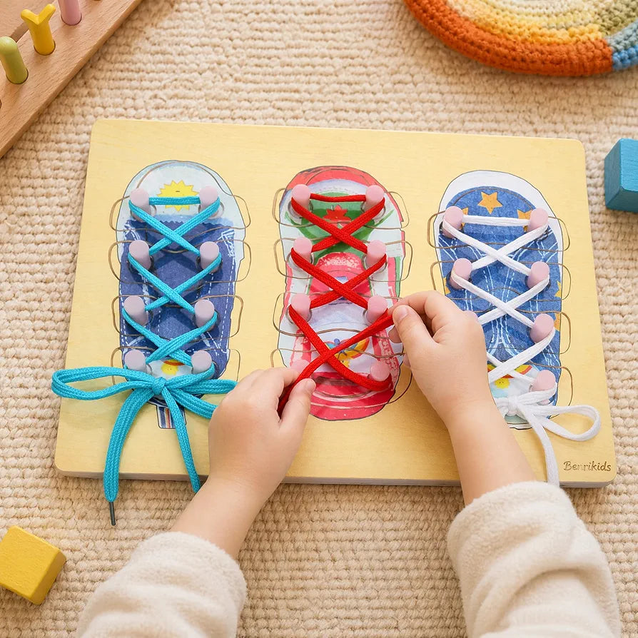 Montessori Shoelace Learning Board Fine Motor Skills & Shoe Tying Practice