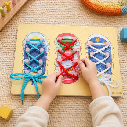 Montessori Shoelace Learning Board Fine Motor Skills & Shoe Tying Practice