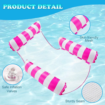 4-in-1 Inflatable Water Hammock Set with Pump (Pack of 2) – Pool & Beach Floating Loungers