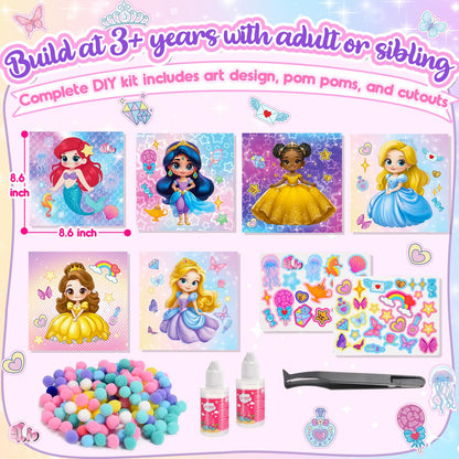 DIY Magical Princess Pom Pom Art Kit - Mess-Free Sensory Craft