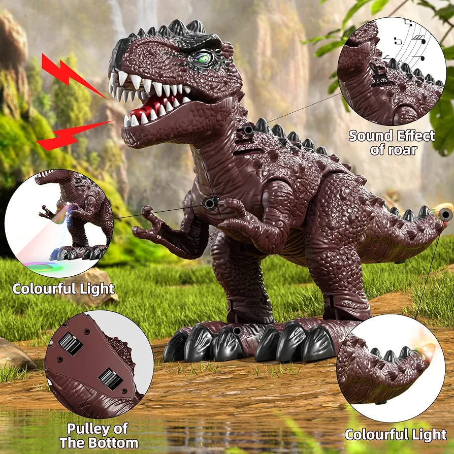 3 Pack Electrical Walking Dinosaur for Toddlers 3-4 3-5 Years with Sound and Light Up