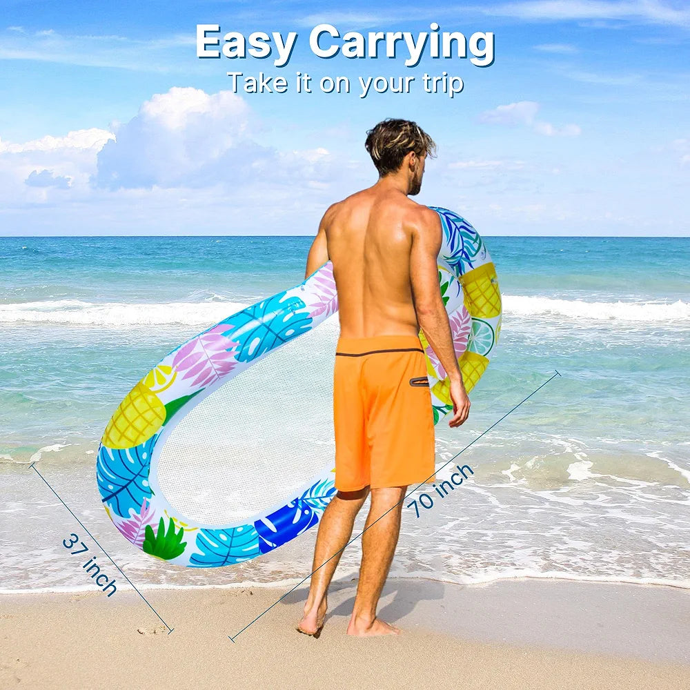 LED Lighted Inflatable Tanning Lounger with Adjustable Canopy