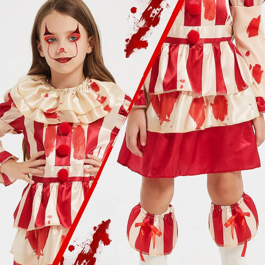 Killer Clown Costume Set – Dress with Balloons & Face Paint (Size S)