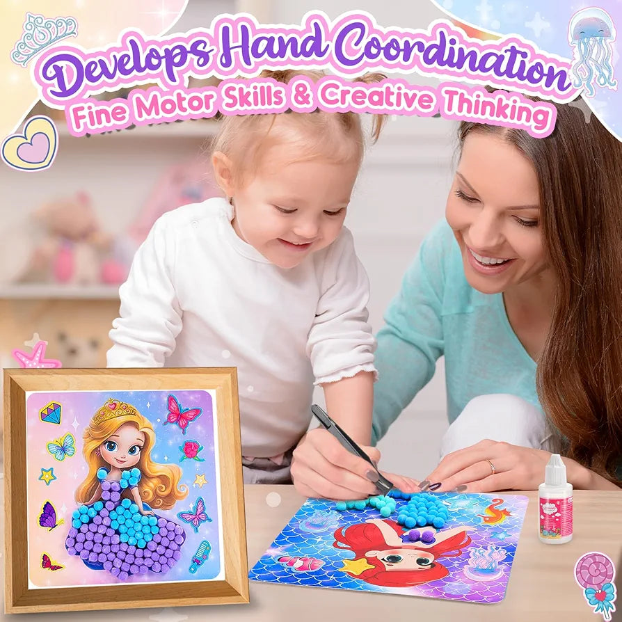 DIY Magical Princess Pom Pom Art Kit - Mess-Free Sensory Craft