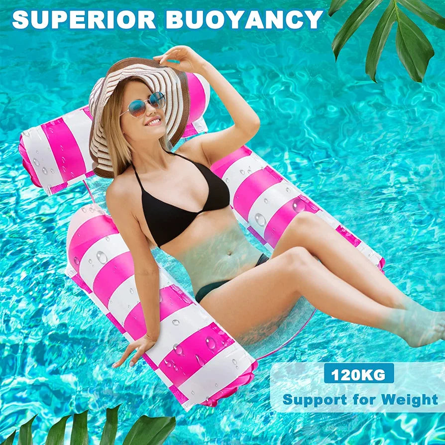 4-in-1 Inflatable Water Hammock Set with Pump (Pack of 2) – Pool & Beach Floating Loungers