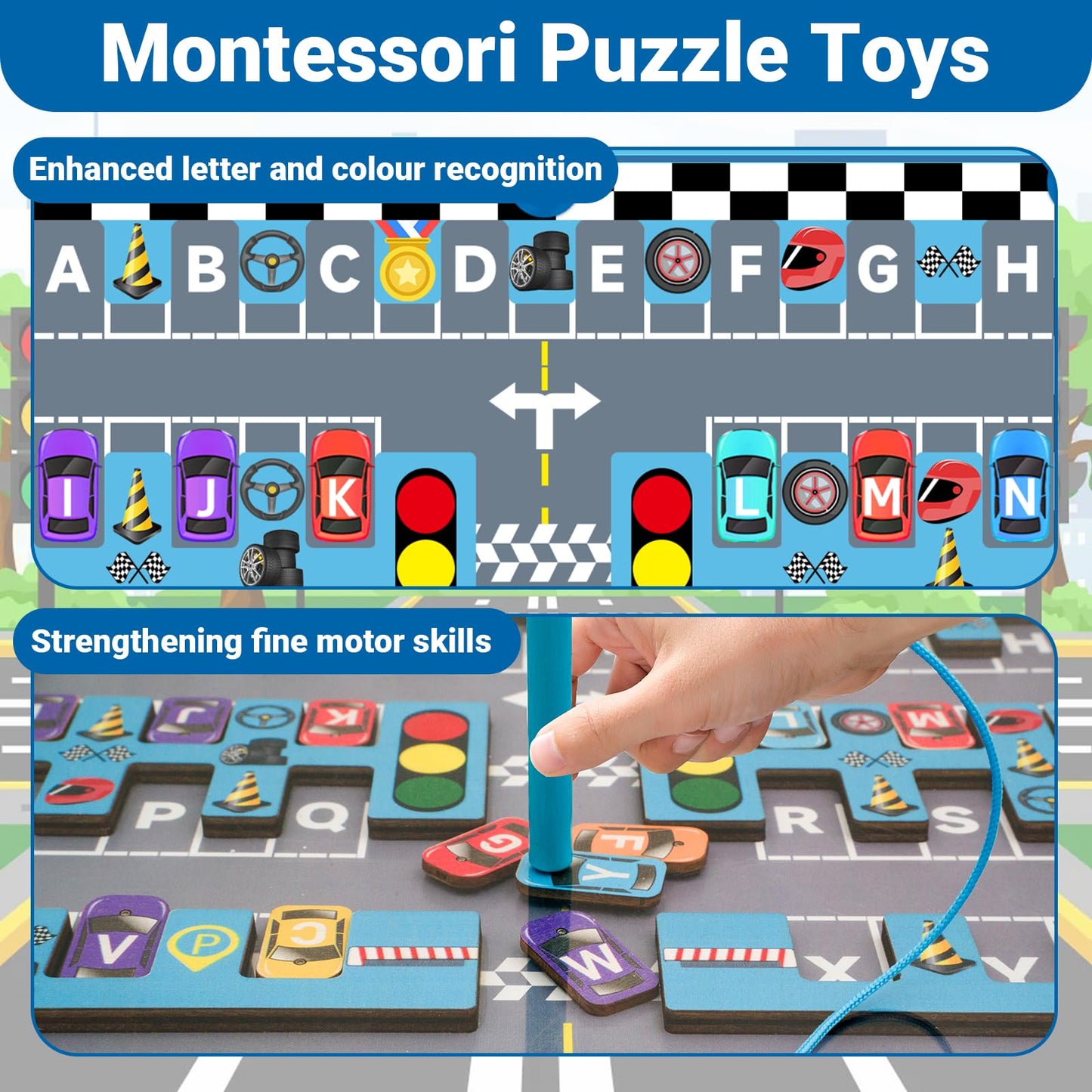 Monyessori Magnet Alphabet Learning Car Parking Maze