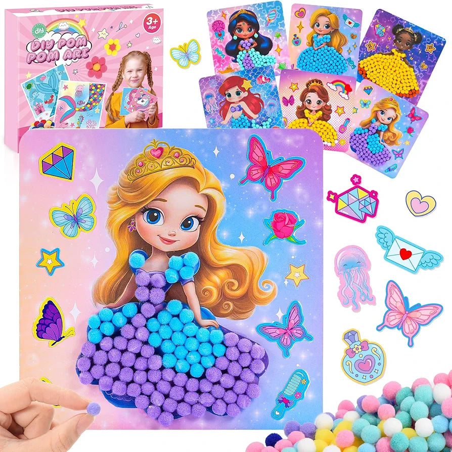 DIY Magical Princess Pom Pom Art Kit - Mess-Free Sensory Craft