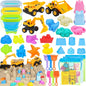 33+ PCS Beach Construction Toy Set – Trucks, Collapsible Buckets, Sand Molds & Travel Bag