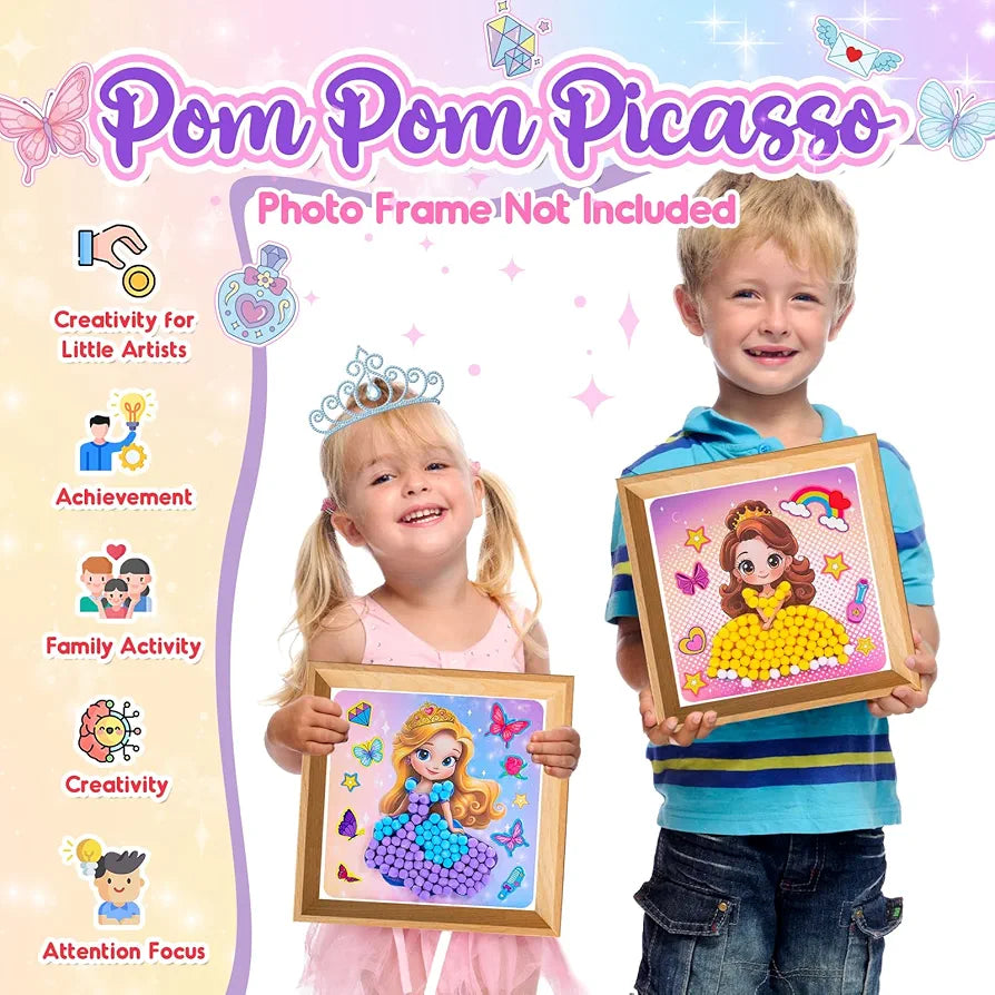 DIY Magical Princess Pom Pom Art Kit - Mess-Free Sensory Craft