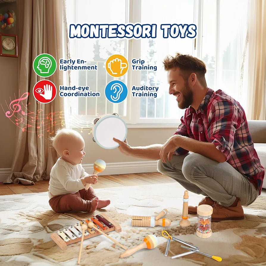 Montessori Musical Toy Set (12M+) | Baby Music Wooden Box 🎶