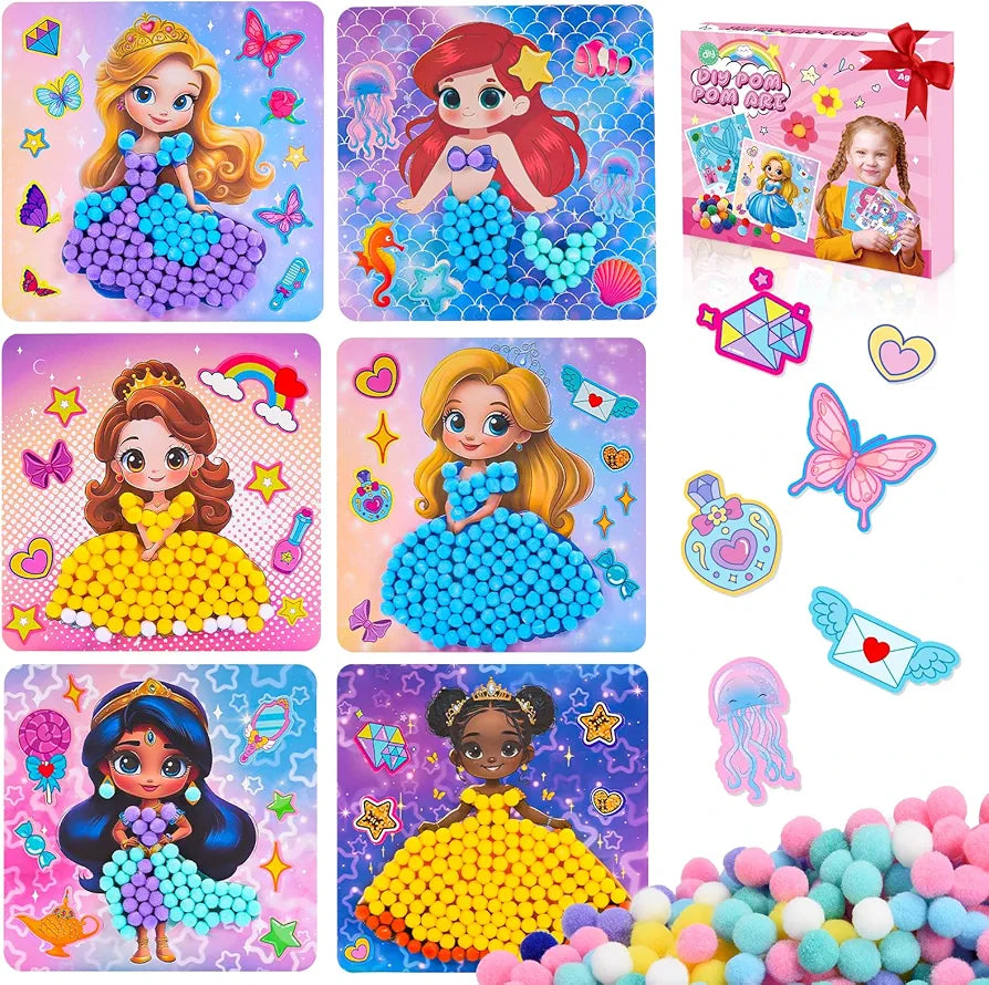 DIY Magical Princess Pom Pom Art Kit - Mess-Free Sensory Craft