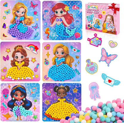 DIY Magical Princess Pom Pom Art Kit - Mess-Free Sensory Craft